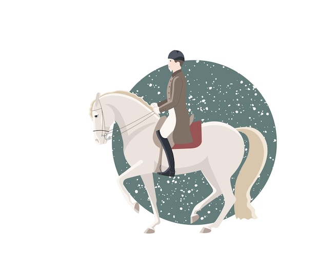 The rider of the dressage school performs piaffe vector illustration