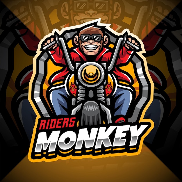 Riders aap esport mascotte logo ontwerp