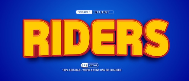 Riders Editable Text Effect Vector With Cute Background