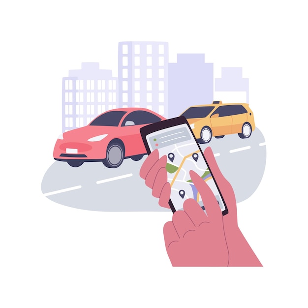 Ridesharing apps geïsoleerde cartoon vectorillustraties