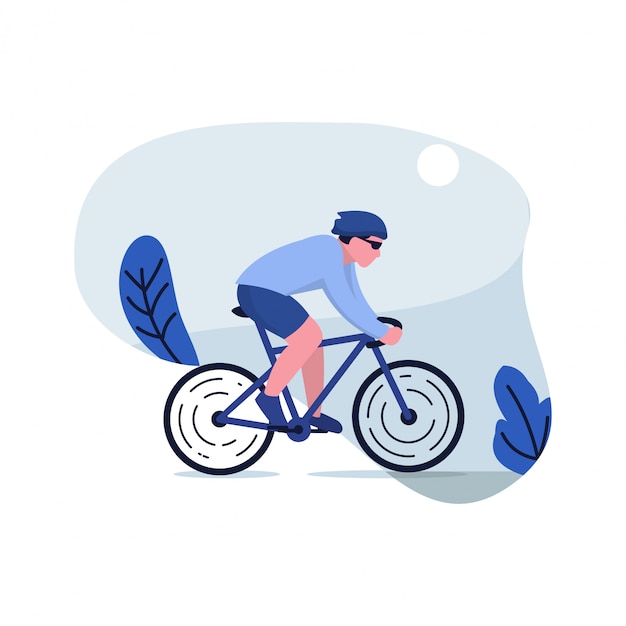 Riding bicycle flat illustration