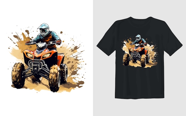 Riding extreme atv cartoon vector illustration riding extreme atv t shirt design