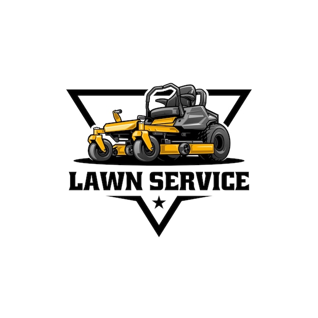 Vector riding lawn mower lawn care isolated logo vector