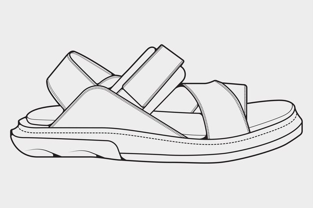 Riem sandalen schets tekening vector riem sandalen in een schets stijl