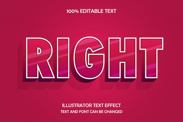 Right,3D editable text effect gloss style