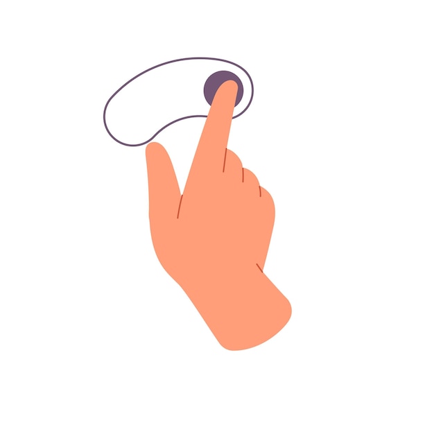Right rotate icon for touchscreen control tutor Index finger slides on touch screen to action Hand gesture for sensor phone devices touchpad Flat isolated vector illustration on white background