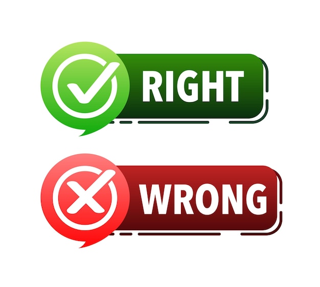 Vector right wrong label sign check mark icon