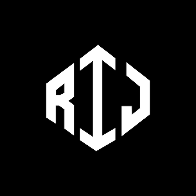 다각형 모양의 RIJ 글자 로고 디자인 (RIJ 다각형 및 큐브 모양 로고 디자인) RIJ 육각형 터 로고 템플릿 (백색과 검은색) RIJ 모노그램 비즈니스 및 부동산 로고