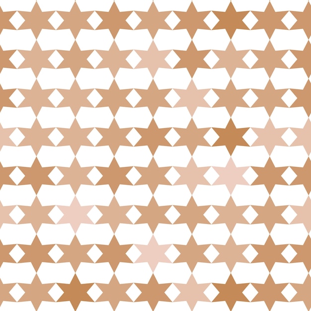 Rijen beige sterren op een witte achtergrond Naadloos vector geometrisch patroon