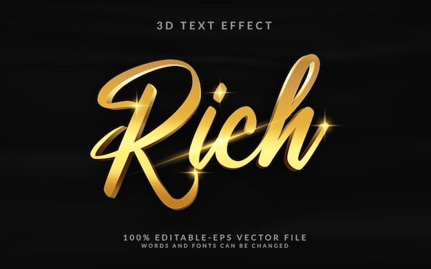 Vector rijke 3d-teksteffect volledig bewerkbare illustrator naar vector