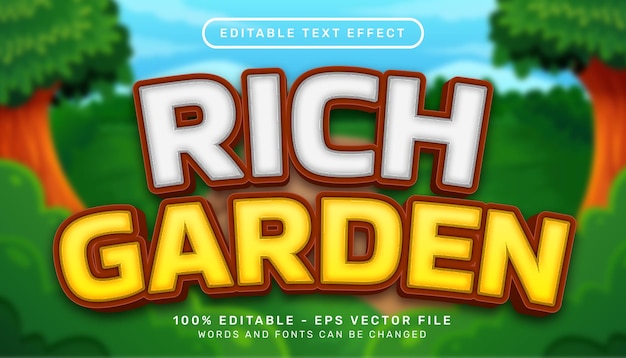 rijke tuin 3D-teksteffect en bewerkbaar teksteffect