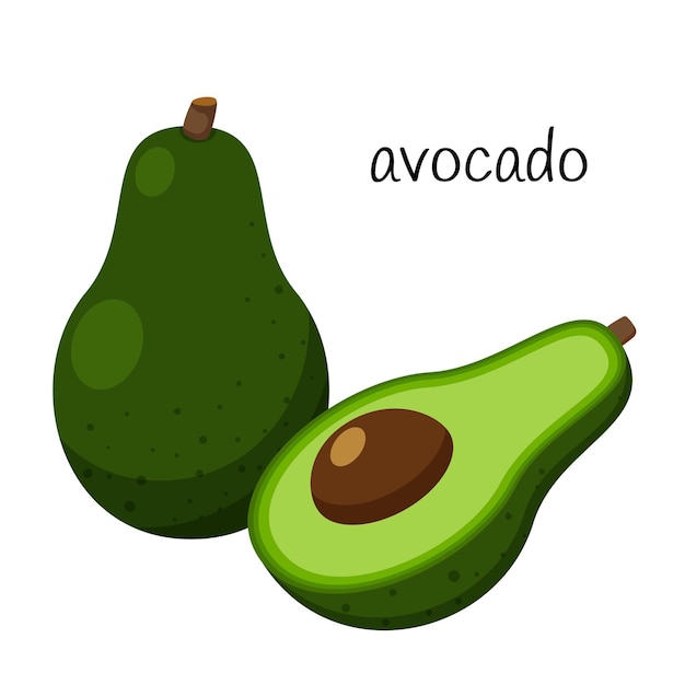 Rijpe Avocado. Heel, de helft met een zaadje.