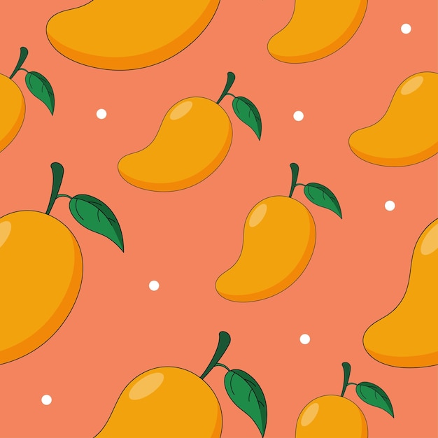 Rijpe mango naadloze patroon vectorillustratie