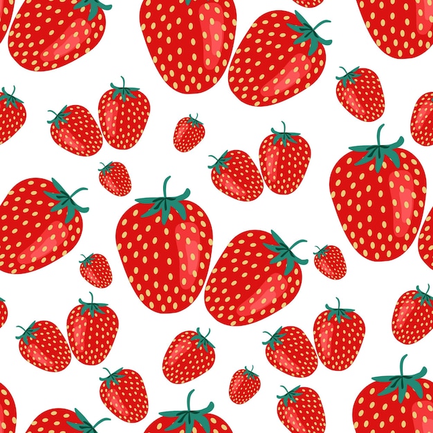 Rijpe rode aardbeien naadloze patroon Vector illustratie Fruit print