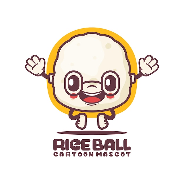 Rijst bal cartoon mascotte voedsel vectorillustratie