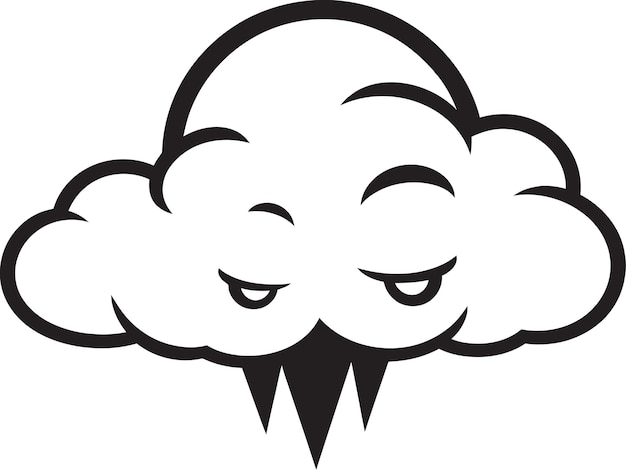 Riled Nimbus Angry Cloud Icon Design Fuming Squall Vector Angry Cloud Emblem (Рыдный Нимб Разгневанный Облачный Иконный Дизайн Фумящий Шторм Вектор Разгневанная Облачная Эмблема)