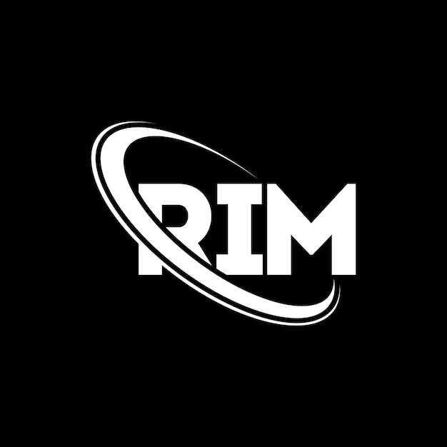 ベクトル rimのロゴ: rim 文字 rim 字母 ロゴのデザイン rim のロゴのイニシャルが円と大文字のモノグラムでリンクされています rimのタイポグラフィー 技術事業と不動産ブランド
