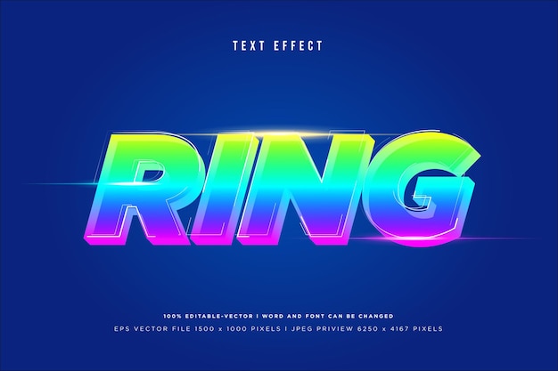 Ring 3d text effect on blue