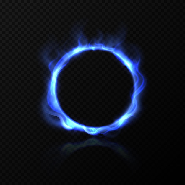 Vector ring of blue fire with shiny flame effect