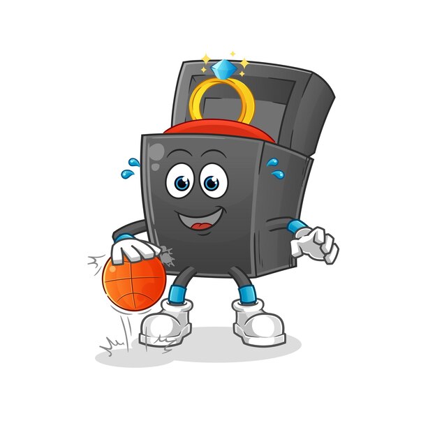 Ring box dribbel basketbal karakter cartoon mascotte vectorxA