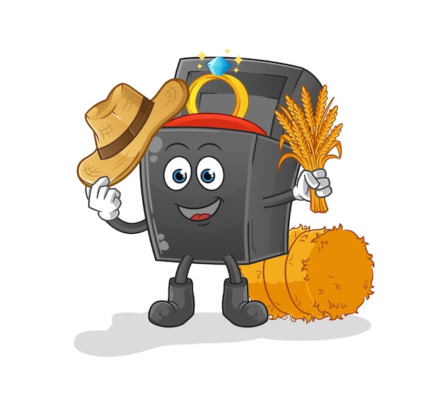 Ring box farmer mascot cartoon vector