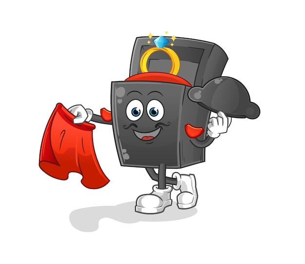 Ring box matador with red cloth illustration character vector