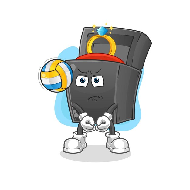 Ring box play volleyball mascot cartoon vectorxA