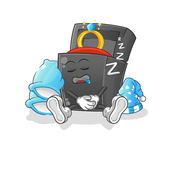 Ring box sleeping character cartoon mascot vectorxA