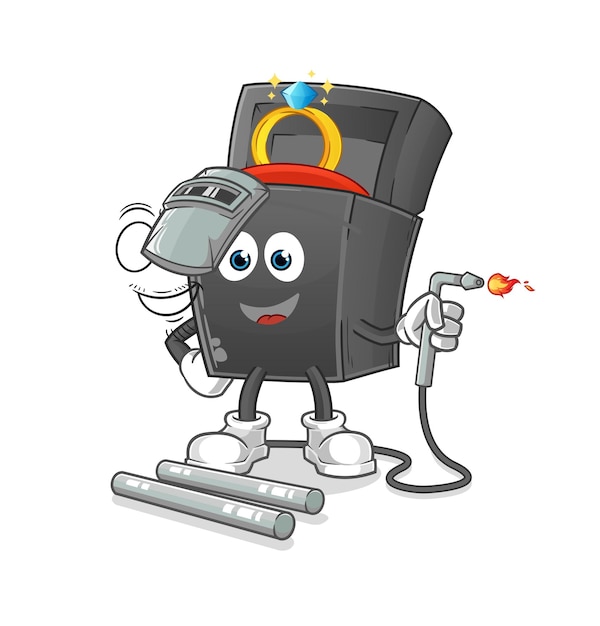 Ring box welder mascot cartoon vector