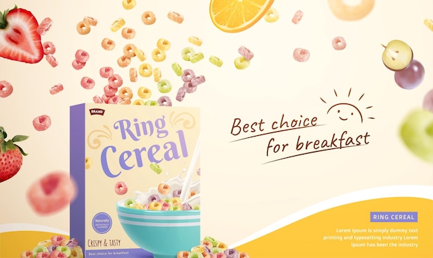 Banner promozionale di cereali ad anello