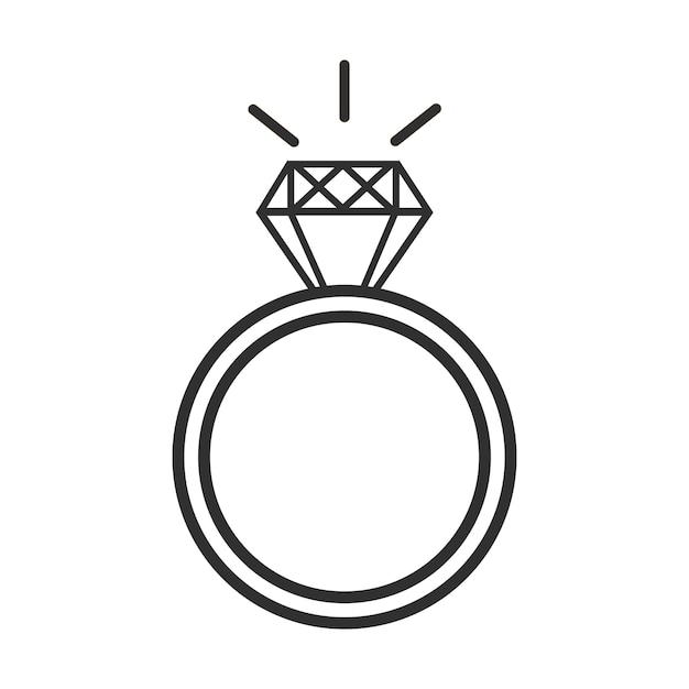 Ring diamant pictogram geïsoleerd op een witte achtergrond Vector illustratie