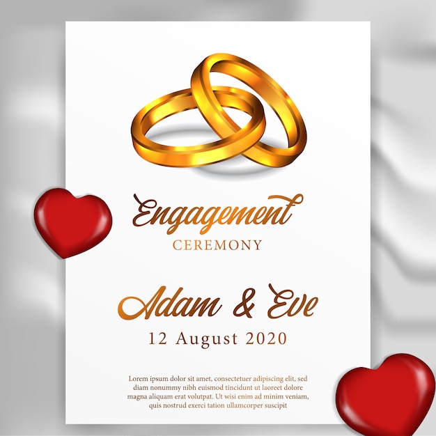 Ring engagement wedding greeting card template