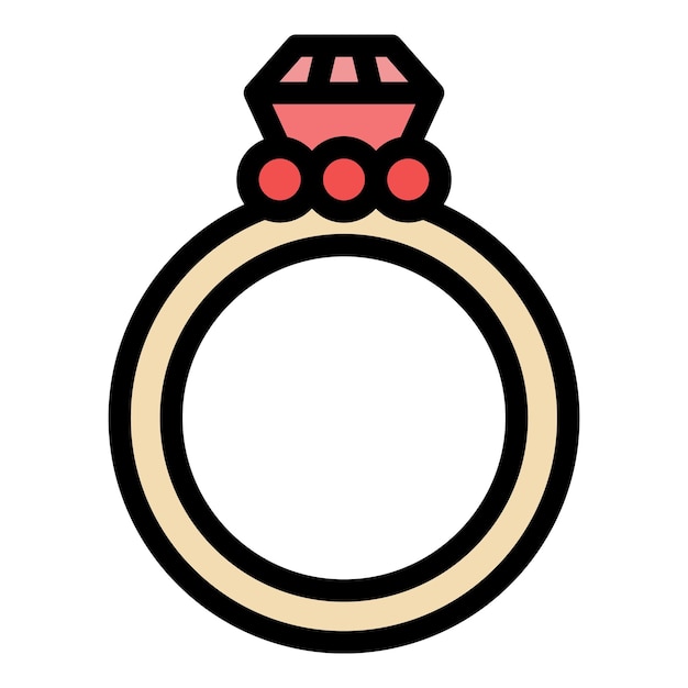 Ring jewelry icon outline ring jewelry vector icon color flat isolated