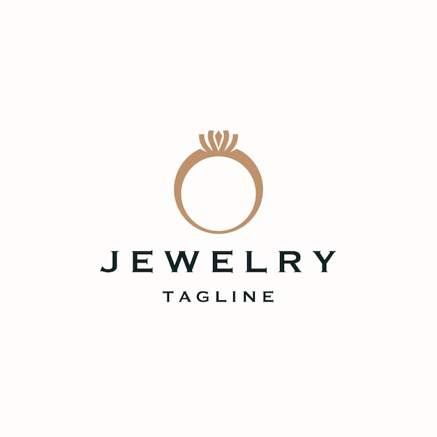 Шаблон дизайна логотипа кольца ювелирных изделий Элегантная красота королевского плоского вектора