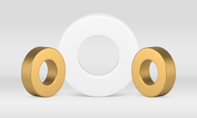 Ring muur studio achtergrond 3d decor element gouden wit ontwerp realistische vectorillustratie