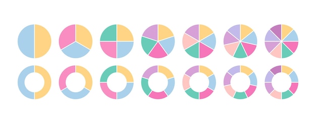 Vector ring section template circular structure chart divided into multicolor segments circle piechart