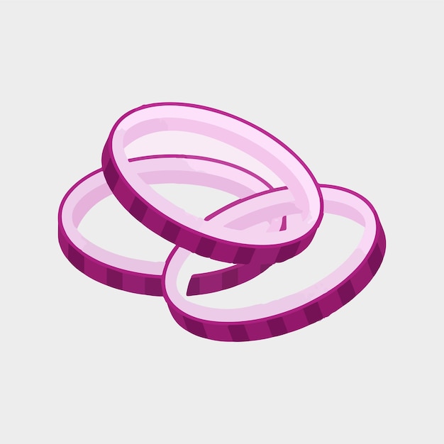 Vector ring shaped onion slices in 3d style