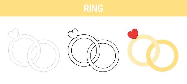 Ring tracing and coloring worksheet for kids