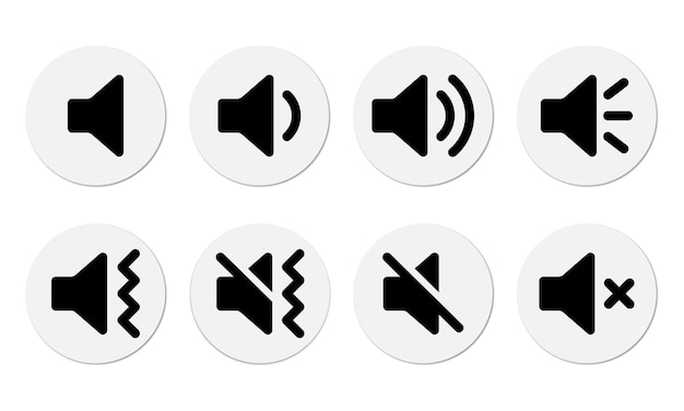 Ring trillen stil mute mobiele telefoon of smartphone stijl icon set volume icon set zwart in cirkel