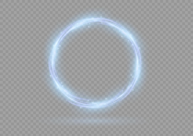 Ring van blauwe vlam vurige ronde frame van zilveren vuur gloeiende neon swirl Shining circle light