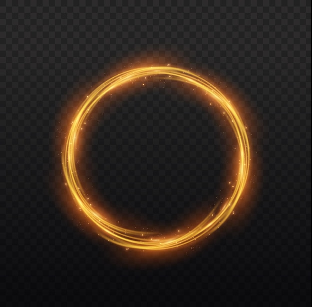 Ring van oranje vlam vurig rond frame van zilveren vuur gloeiende neonwerveling Shining circle light