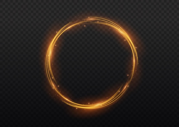 Vector ring van oranje vlam vurig rond frame van zilveren vuur gloeiende neonwerveling shining circle light