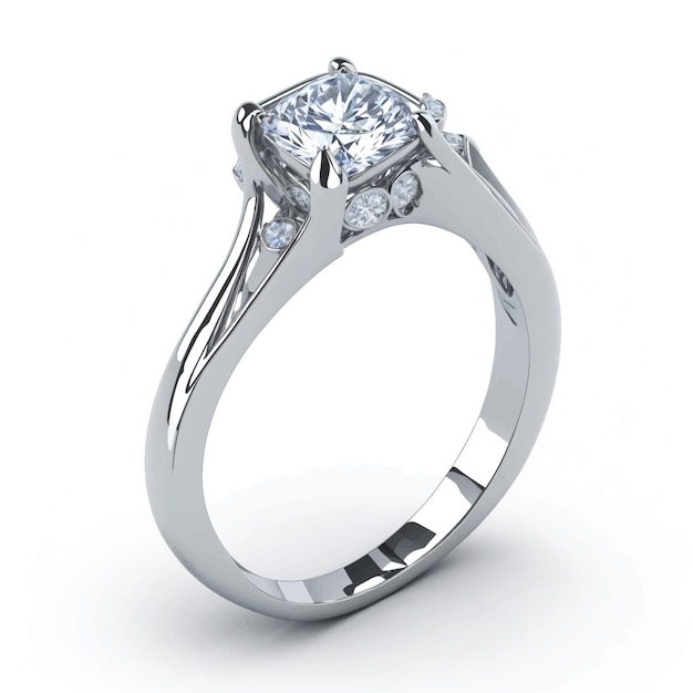 ring with diamond white background