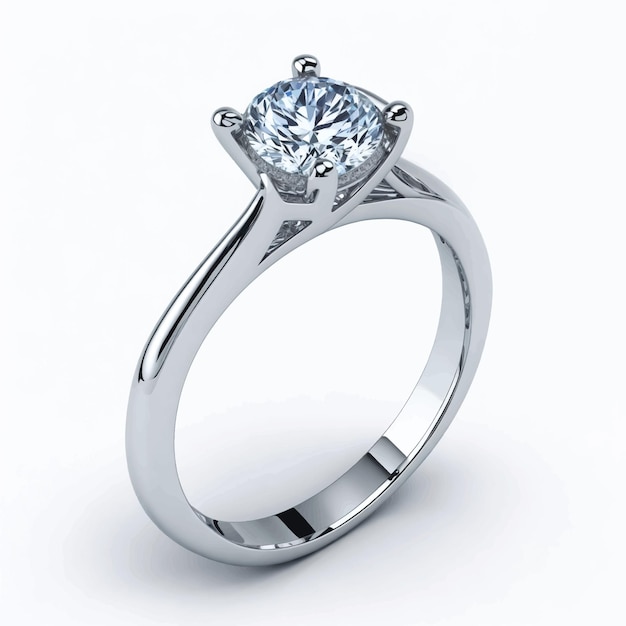 кольцо с бриллиантом на белом фоне