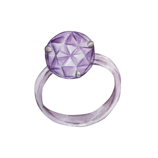 Vettore anello con diamante gemma viola