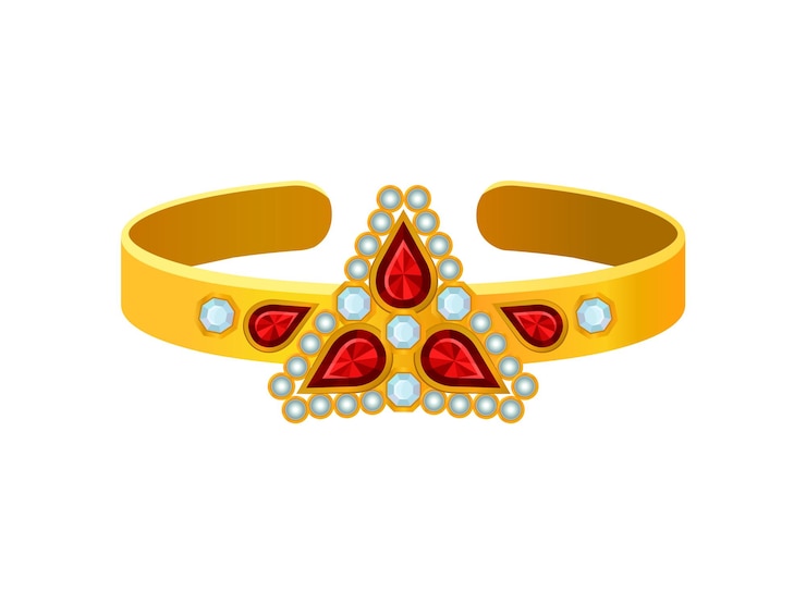 वेक्टर ring with a triangle of diamonds and rubies vector illustration on white background