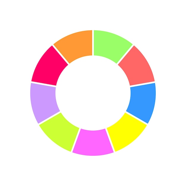 Ringdiagram gesegmenteerd in 9 gelijke delen Kleurrijk cirkeldiagram Infographic wielpictogram