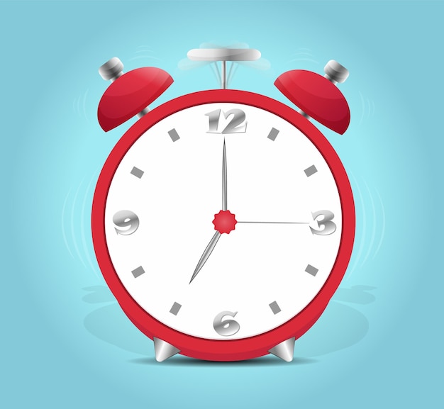 Ringing alarm clock illustration isolated on blue background