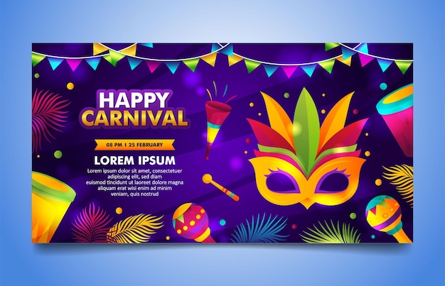 Rio carnival celebration banner design met kleurrijke elementen