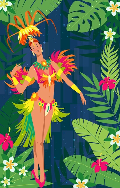 rio carnival dancer with beautiful costume